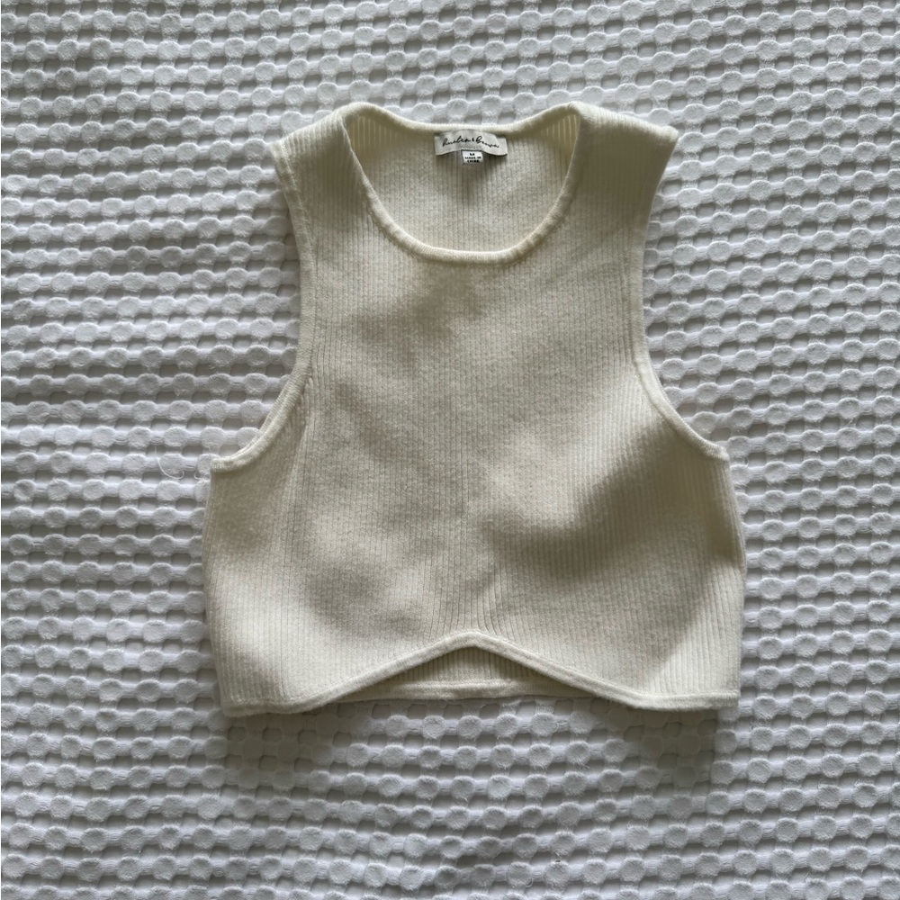 Cream Sleeveless Knit Top